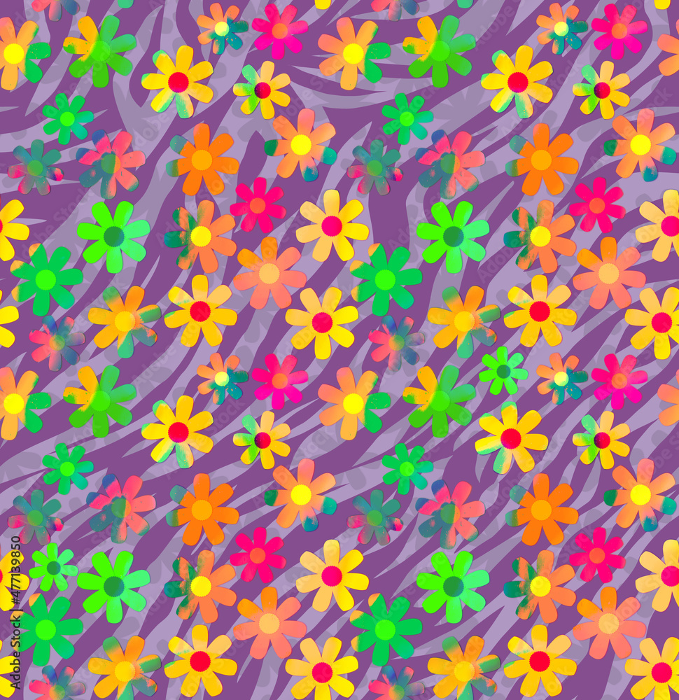 Abstract Colorful Doodle Style Elegant Hand Drawn Flowers Zebra Background Stylish Trendy Colors Seamless Pattern Abstract Colorful Doodle Style Elegant Hand Drawn Flowers Zebra Background Stylish Trendy Colors Seamless Pattern