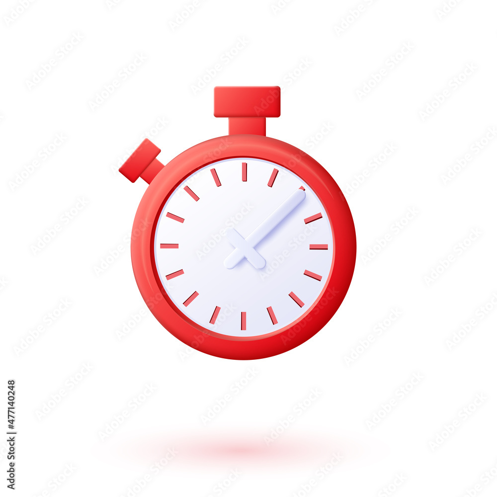 Vector isolated 3d clock illustration. Pastel minimal cartoon style. Vector isolated 3d clock illustration. Pastel minimal cartoon style.