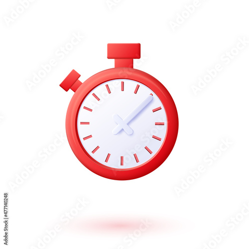 Vector isolated 3d clock illustration. Pastel minimal cartoon style. 
