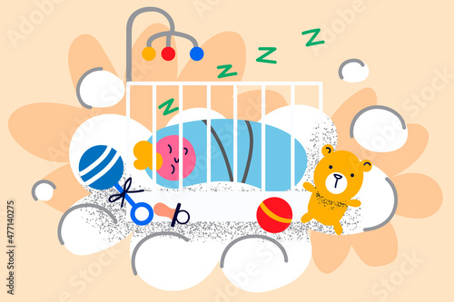 Little baby infant sleeping in cradle 