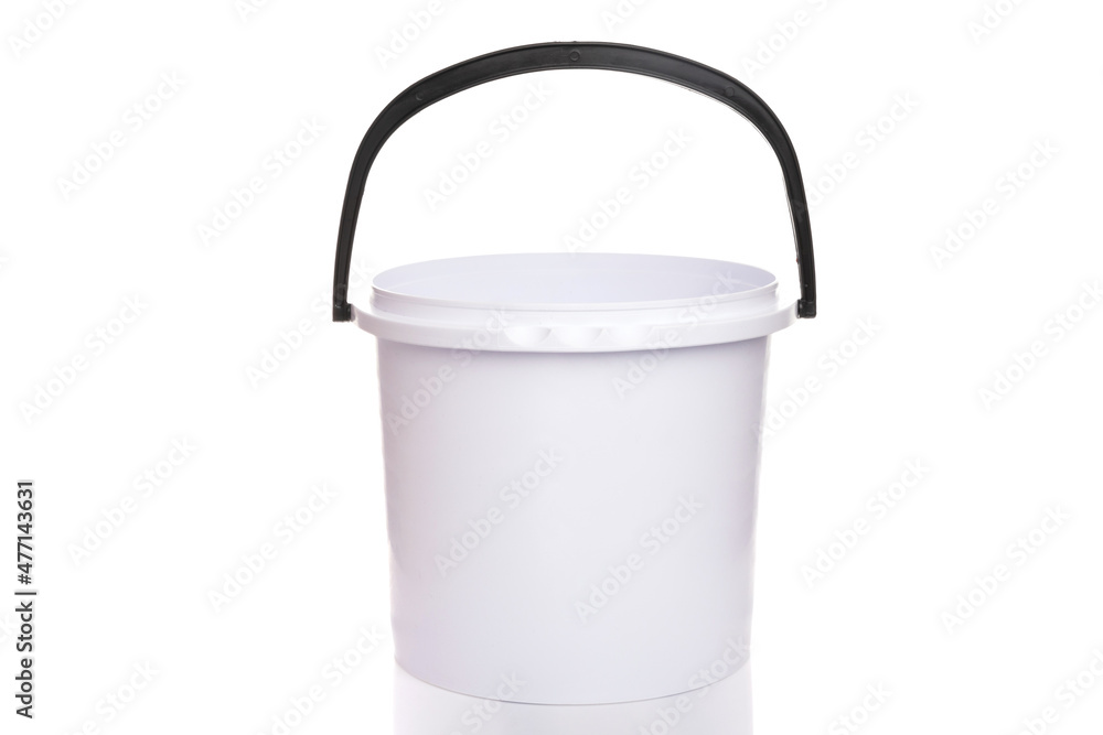 white plastic empty bucket on white background white plastic empty bucket on white background