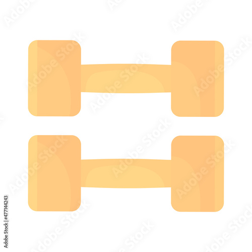 Yellow barbells semi flat color vector object. Gym equipment. Bodybuilding tool. Realistic item on white. Lifestyle isolated modern cartoon style illustration for graphic design and animation