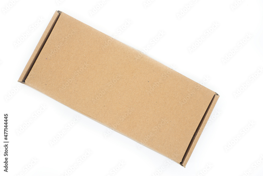 long and flat packing box on white background long and flat packing box on white background