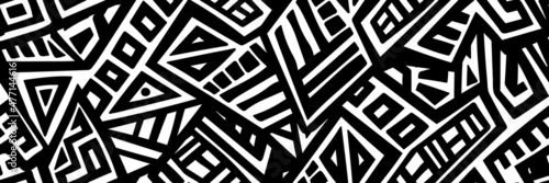Unique Geometric Vector Seamless Pattern made in ethnic style. Aztec textile print. African traditional design. Creative boho pattern. Perfect for site backgrounds, wrapping paper and fabric design.