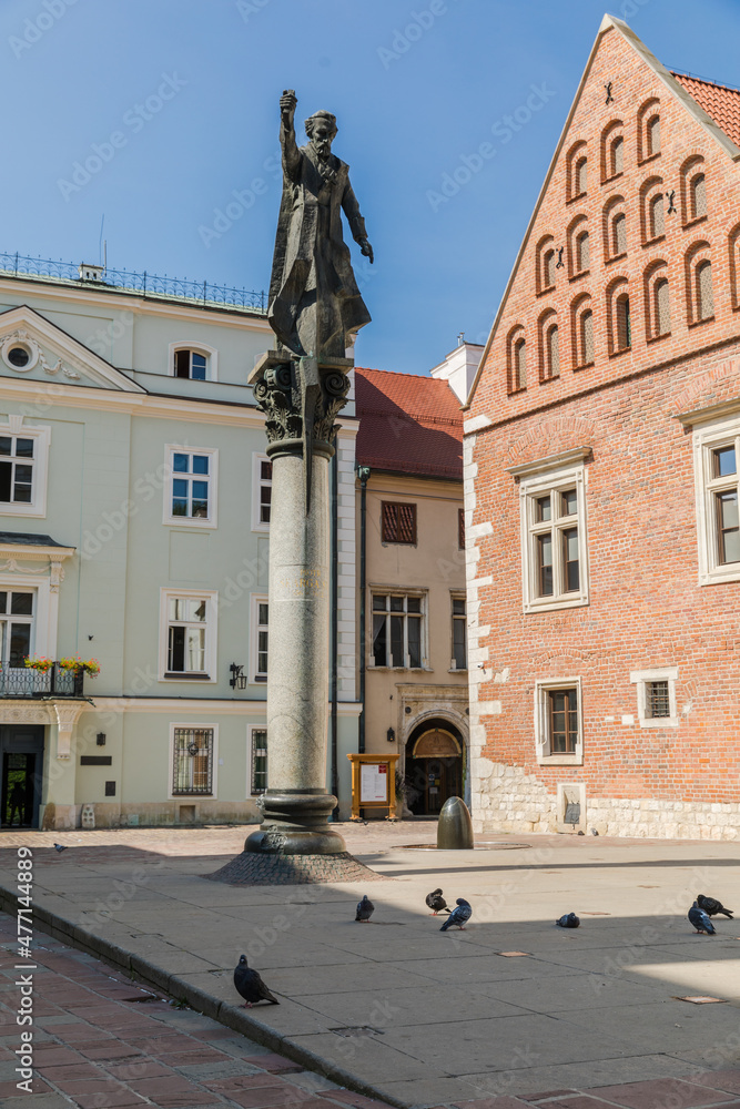 Monument to Piotr Skarga on Maria Magdalena Square. - obrazy, fototapety, plakaty 