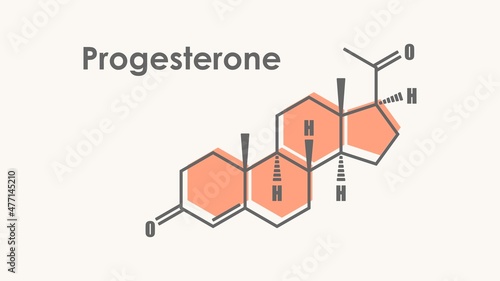 Structural formula of human steroid progesterone hormone