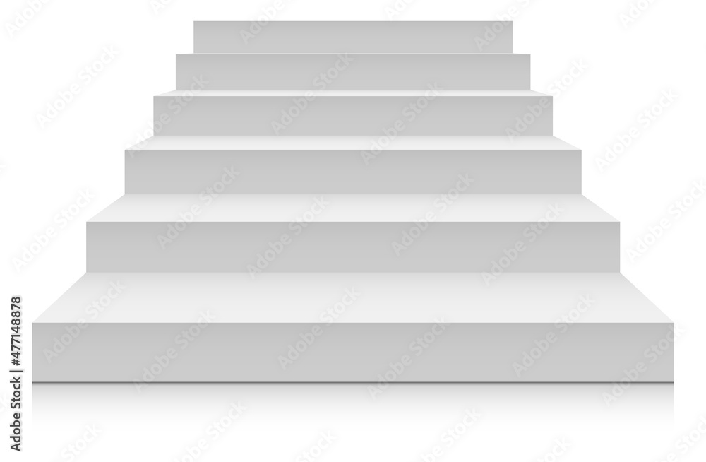 White stairs front view. Blank mockup for platform or podium White stairs front view. Blank mockup for platform or podium