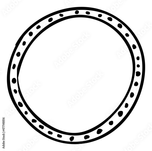 Round doodle frame. Blank circle in vintage hand drawn style