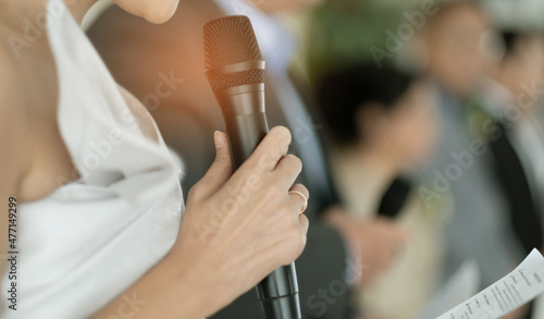 microphone on stage, speaker, conference