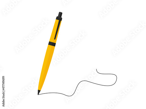 Pen and signature flat icon vector.