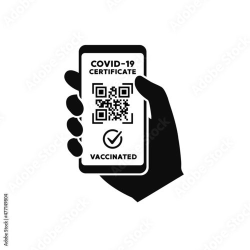 Vaccination passport for COVID-19 on smartphone. Vector illustration.