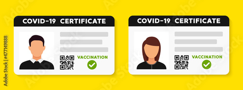 COVID-19 vaccination card in a flat design