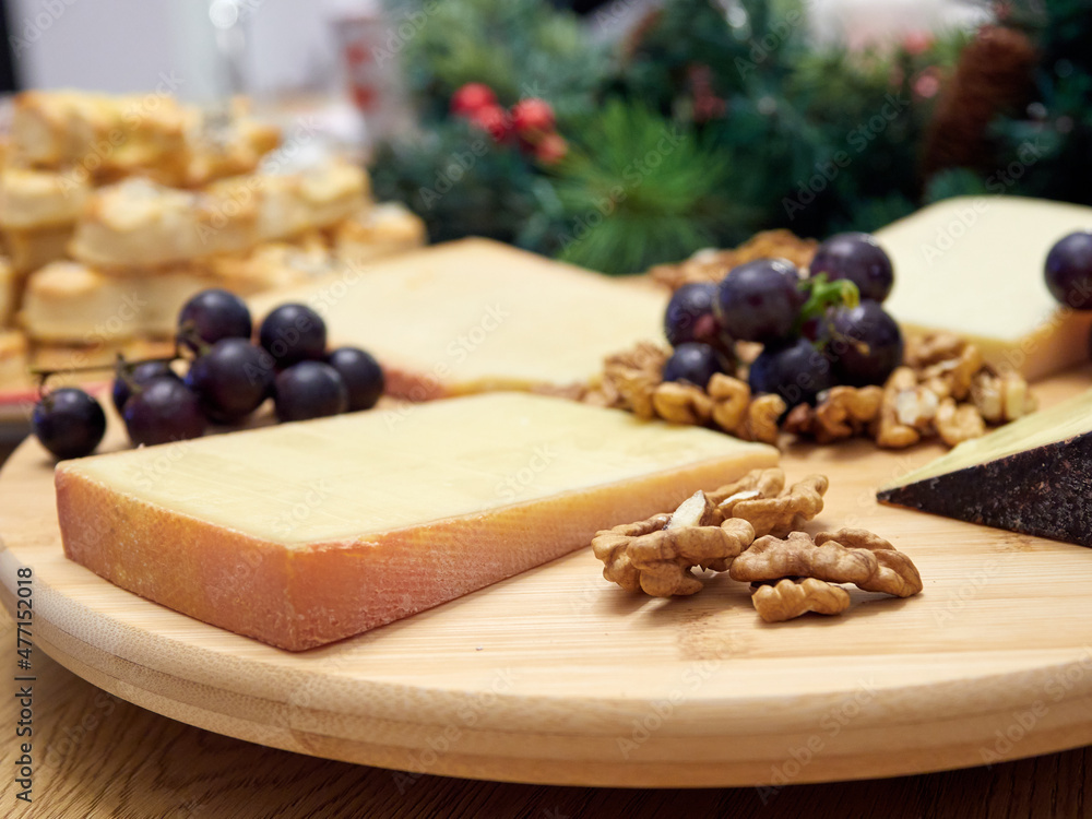 cheese, grapes and nuts
