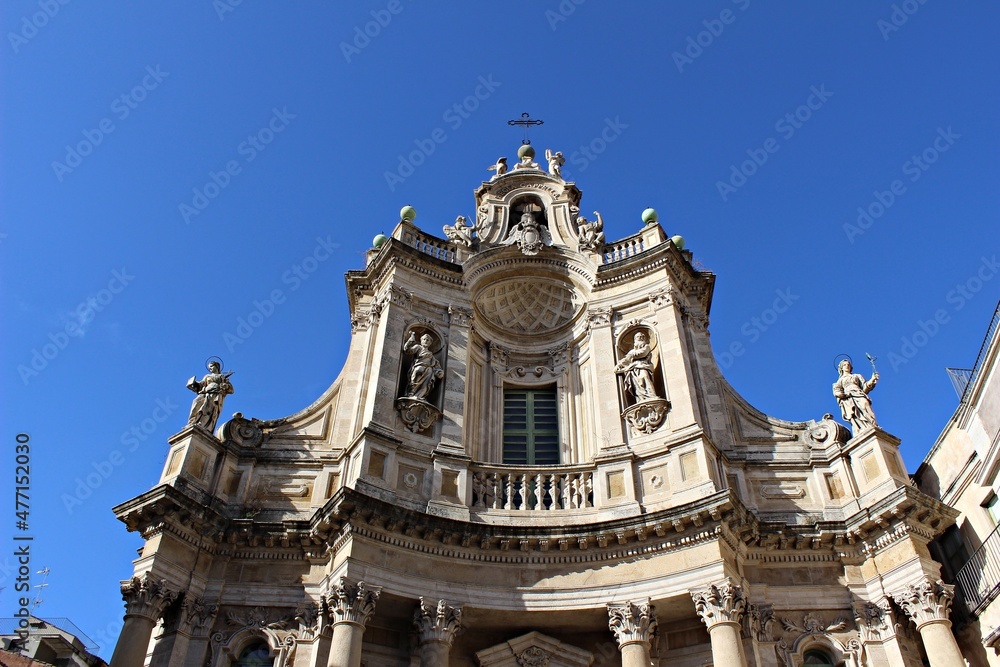  Italy, Sicily, Catania: Detail of Collegiata church.