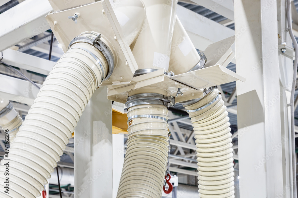 Industrial factory ceiling with ventilation system, ventilation holes Industrial factory ceiling with ventilation system, ventilation holes