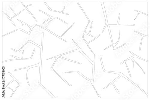Continuous line drawing, cracked glass, wall, ground, ice. Vector illustration.