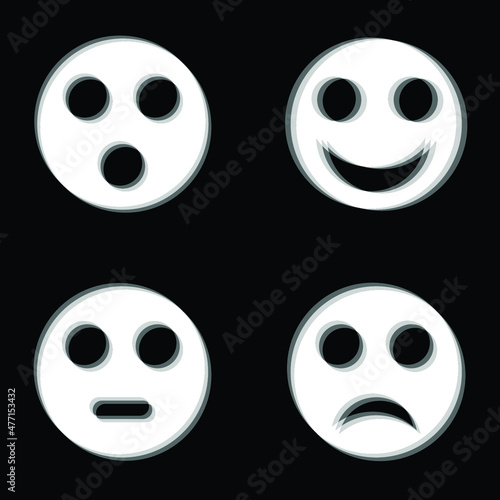 Glitch distorted geometric shape . Blurred emoji .Minimal art design . Noise destroyed emoticon logo . Trendy defect error shapes . Glitched frame .Broken effect .vector 