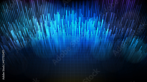 abstract futuristic technology background of blue random bar city block data