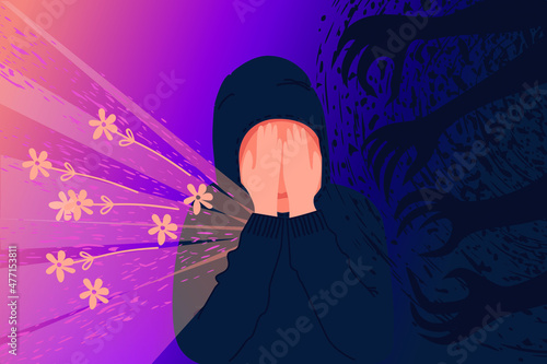 Feelings. Positive and negative Emotions. Person Moods changes and choices. Psychology. Anxiety feel or confusion of thoughts in the life. Problem, successes and failures concept sketch vector