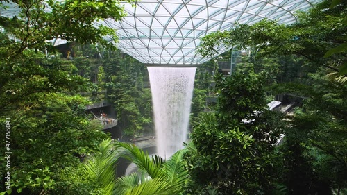 Changi Airport Waterfall 03. High quality video footage photo