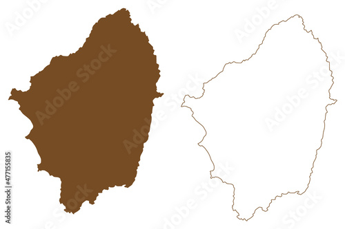 Naxos island (Hellenic Republic, Greece, Cyclades Archipelago) map vector illustration, scribble sketch Naxos map