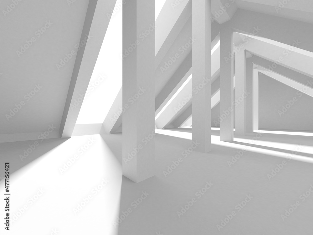 Fototapeta premium Illuminated corridor interior design. Empty Room Interior Background