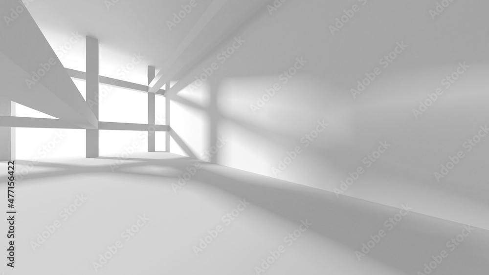 Fototapeta premium Illuminated corridor interior design. Empty Room Interior Background