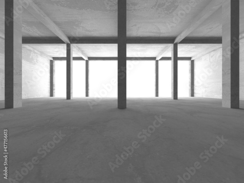 Dark Concrete Wall Architecture. Empty Room