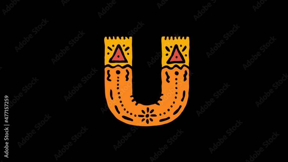 Letter U. 4K, Transparent Alpha channel. Cartoon Animation, Shake ...