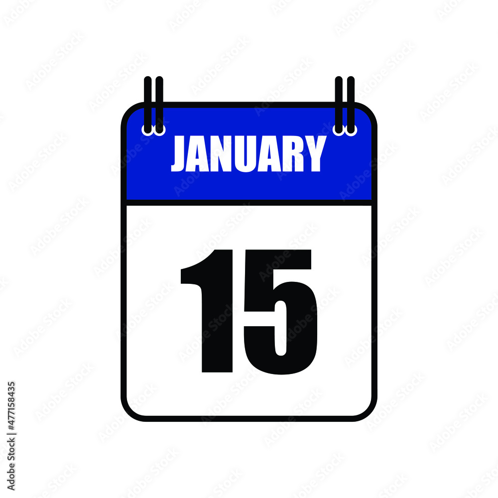 January 15 Calendar Icon Vector Illustration . Date , Day Of Mouth January 15 Calendar Icon Vector Illustration . Date , Day Of Mouth