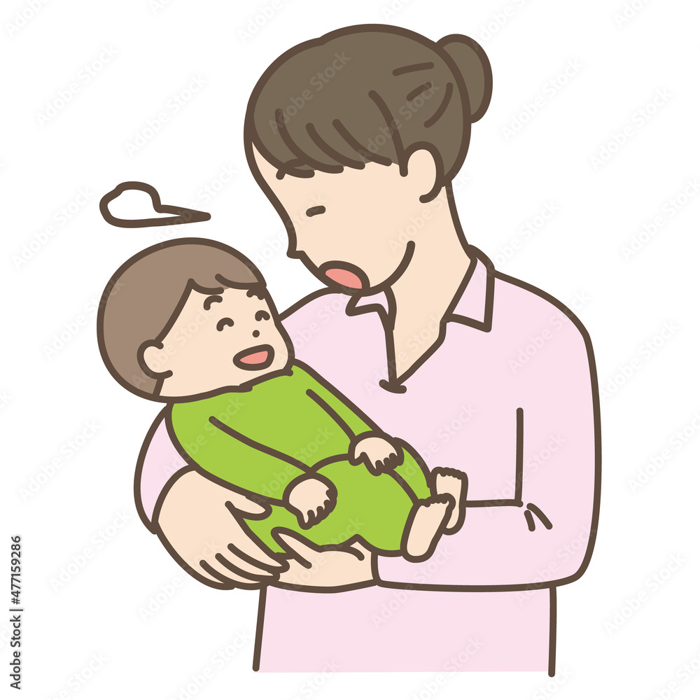 子育てする母親のシンプルイラスト 子育てする母親のシンプルイラスト