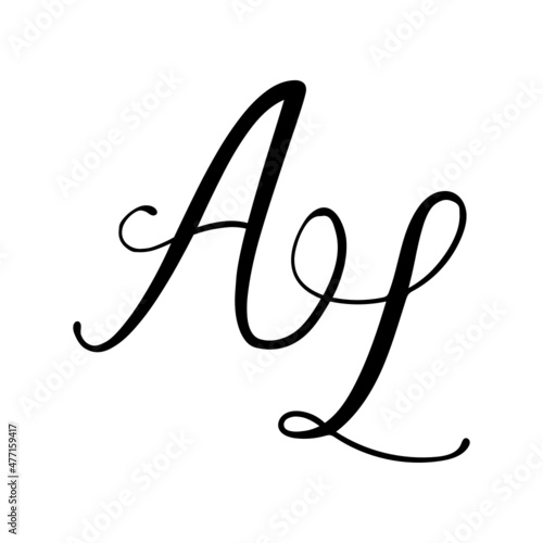 la, al, Calligraphic signature icon. Wedding Logo Monogram. modern symbol. Couples logo for wedding