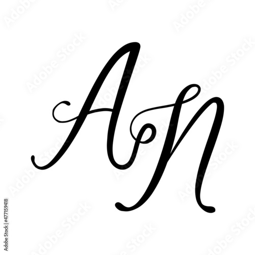na, an, Calligraphic signature icon. Wedding Logo Monogram. modern symbol. Couples logo for wedding