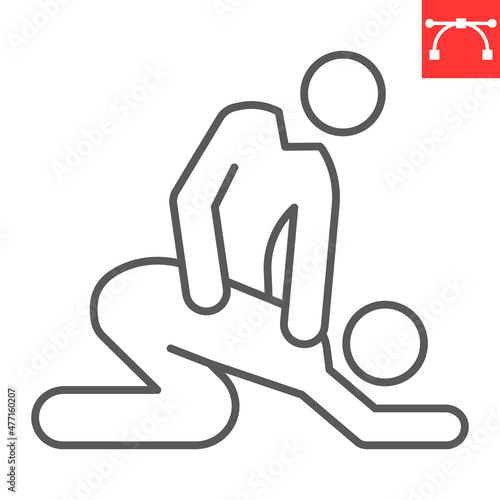 Physical therapy line icon, physiotherapy and rehabilitation, chiropractor vector icon, vector graphics, editable stroke outline sign, eps 10.