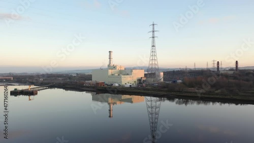 Power station producing energy on the banks of the River Foyle near Derry, Northern Ireland photo