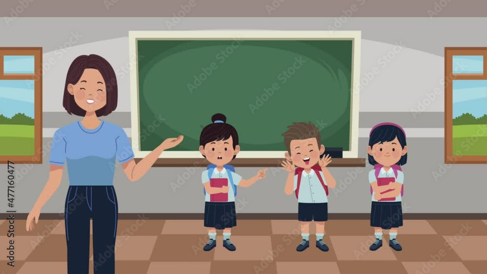 school animation with teacher and students classroom school animation with teacher and students classroom