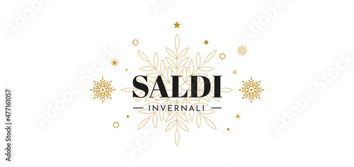 Saldi invernali striscione lusso e design nero e oro
