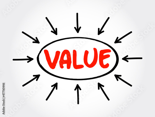 Value text with arrows, business concept for presentations and reports