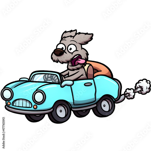 Cartoon Dog Driving A Car 