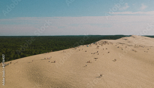 Old grainy picture of Dune du Pilat in France during day