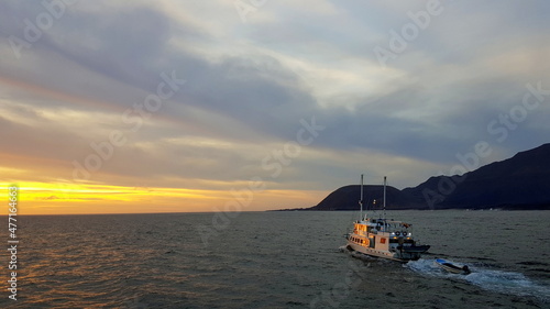 Sunset seen from a boat, Galapagos islands