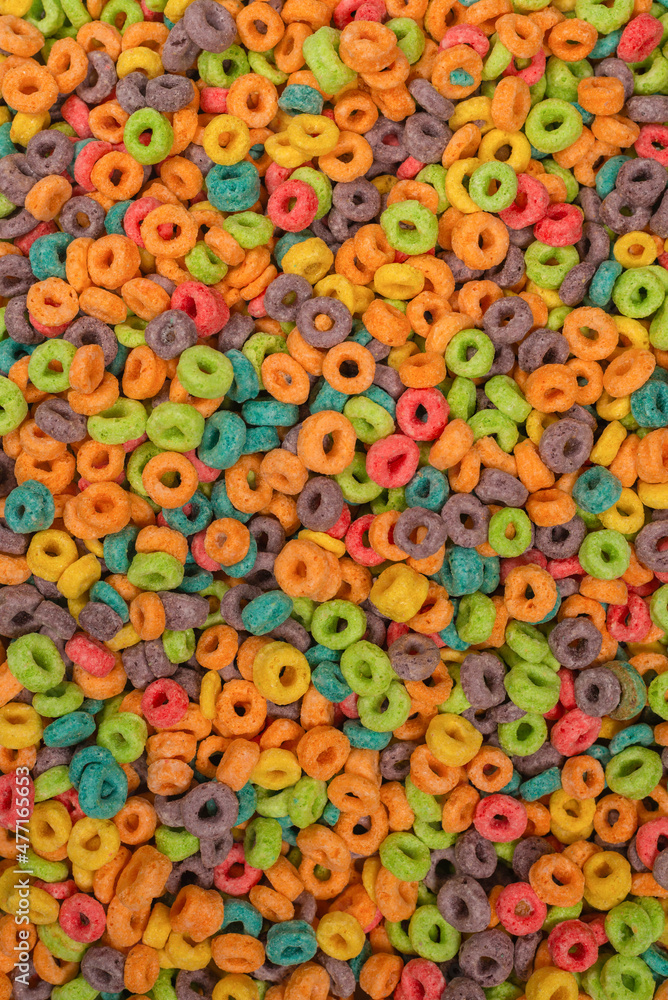 Sweet multicolored flakes, cereal loops. Sweet multicolored flakes, cereal loops.