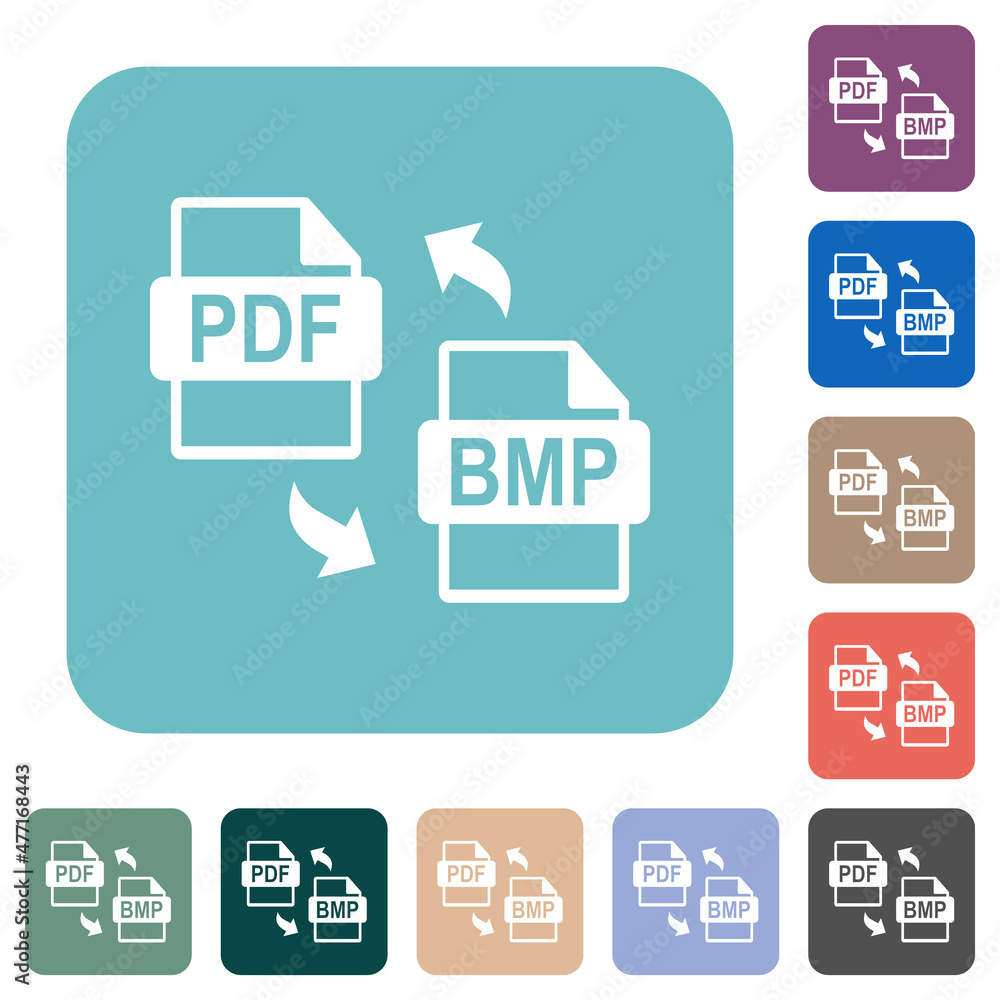 PDF BMP file conversion rounded square flat icons