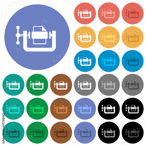 File compression solid round flat multi colored icons