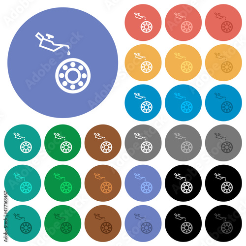 Oiler can and bearings round flat multi colored icons