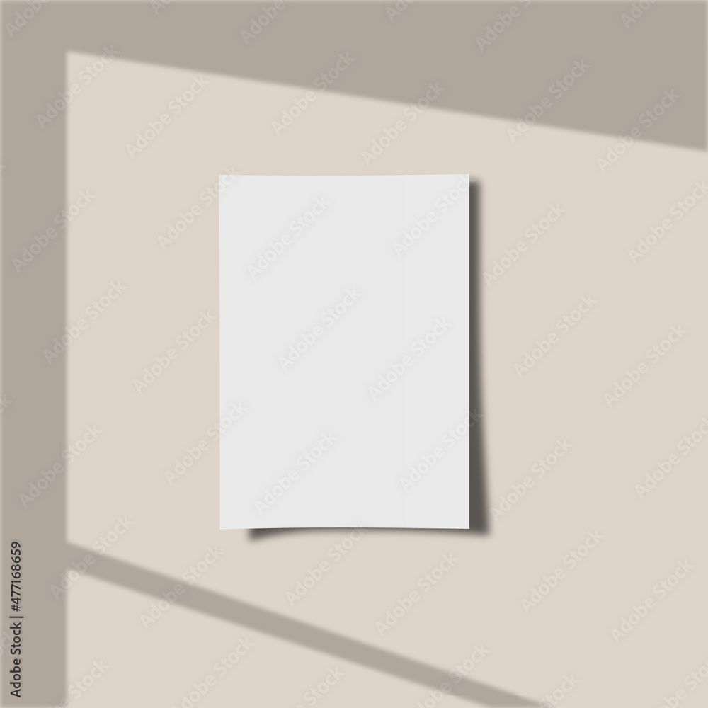 A4 Paper Mockup with Wall Shadow A4 Paper Mockup with Wall Shadow