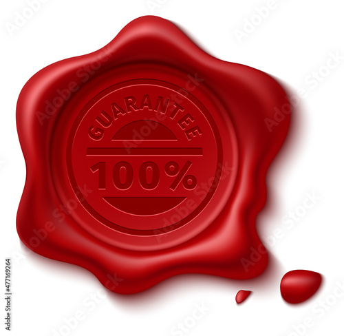 Guarantee badge. Red seal wax stamp in realistic style