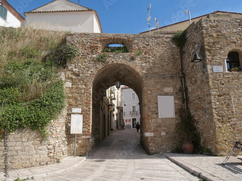 the entrance arch into the old city through the city walls of the Swabian Castle in Termoli