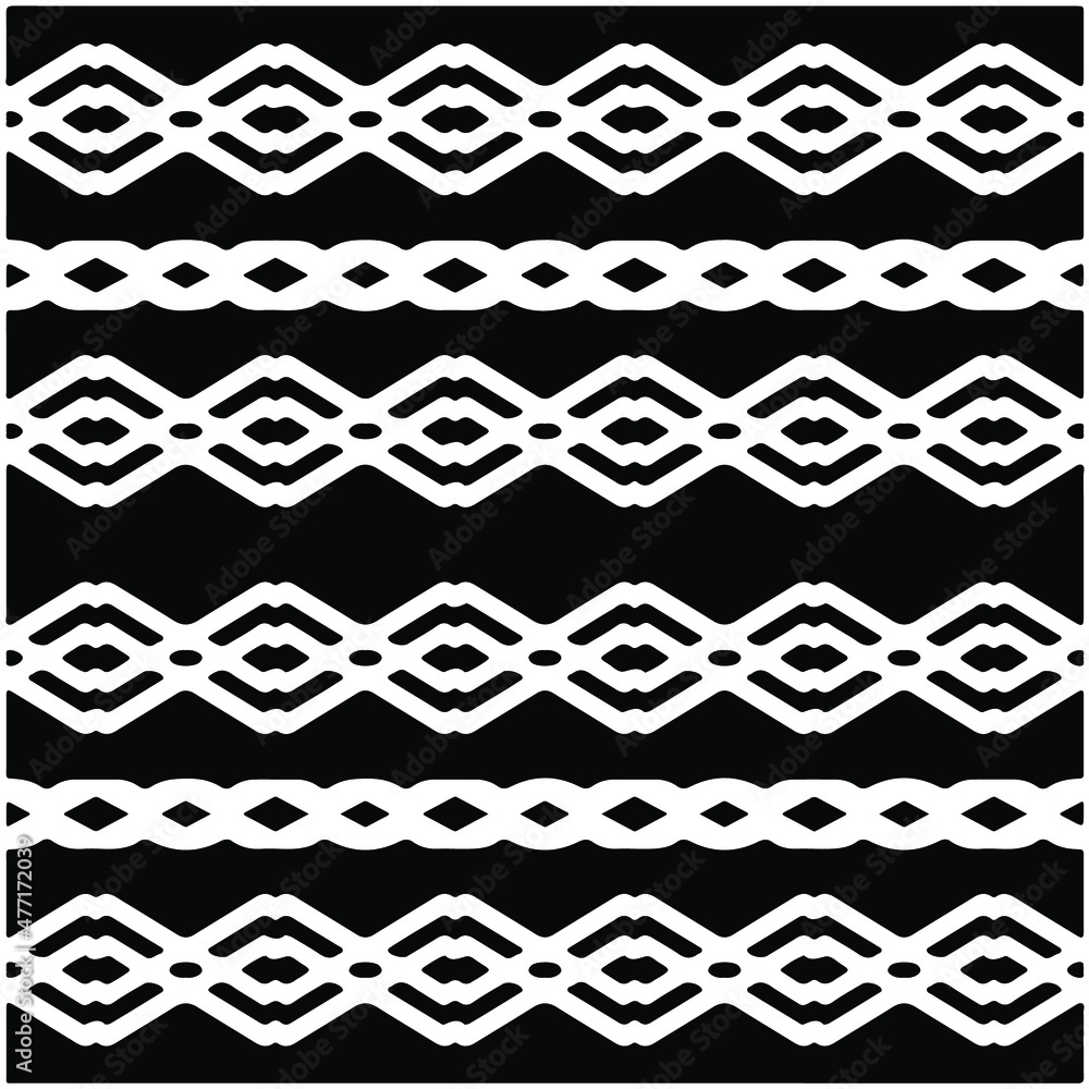 Seamless ethnic pattern color black and white.Can be used in fabric design for clothes, accessories; decorative paper, wrapping, background, wallpaper, Vector illustration. Seamless ethnic pattern color black and white.Can be used in fabric design for clothes, accessories; decorative paper, wrapping, background, wallpaper, Vector illustration.