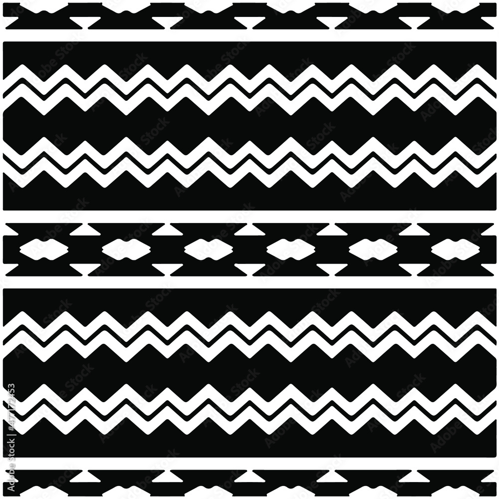Seamless ethnic pattern color black and white.Can be used in fabric design for clothes, accessories; decorative paper, wrapping, background, wallpaper, Vector illustration. Seamless ethnic pattern color black and white.Can be used in fabric design for clothes, accessories; decorative paper, wrapping, background, wallpaper, Vector illustration.